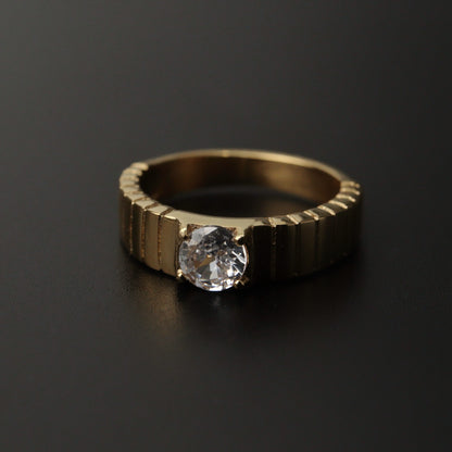 LOEN Fluted Band Style Engagement Ring for Women