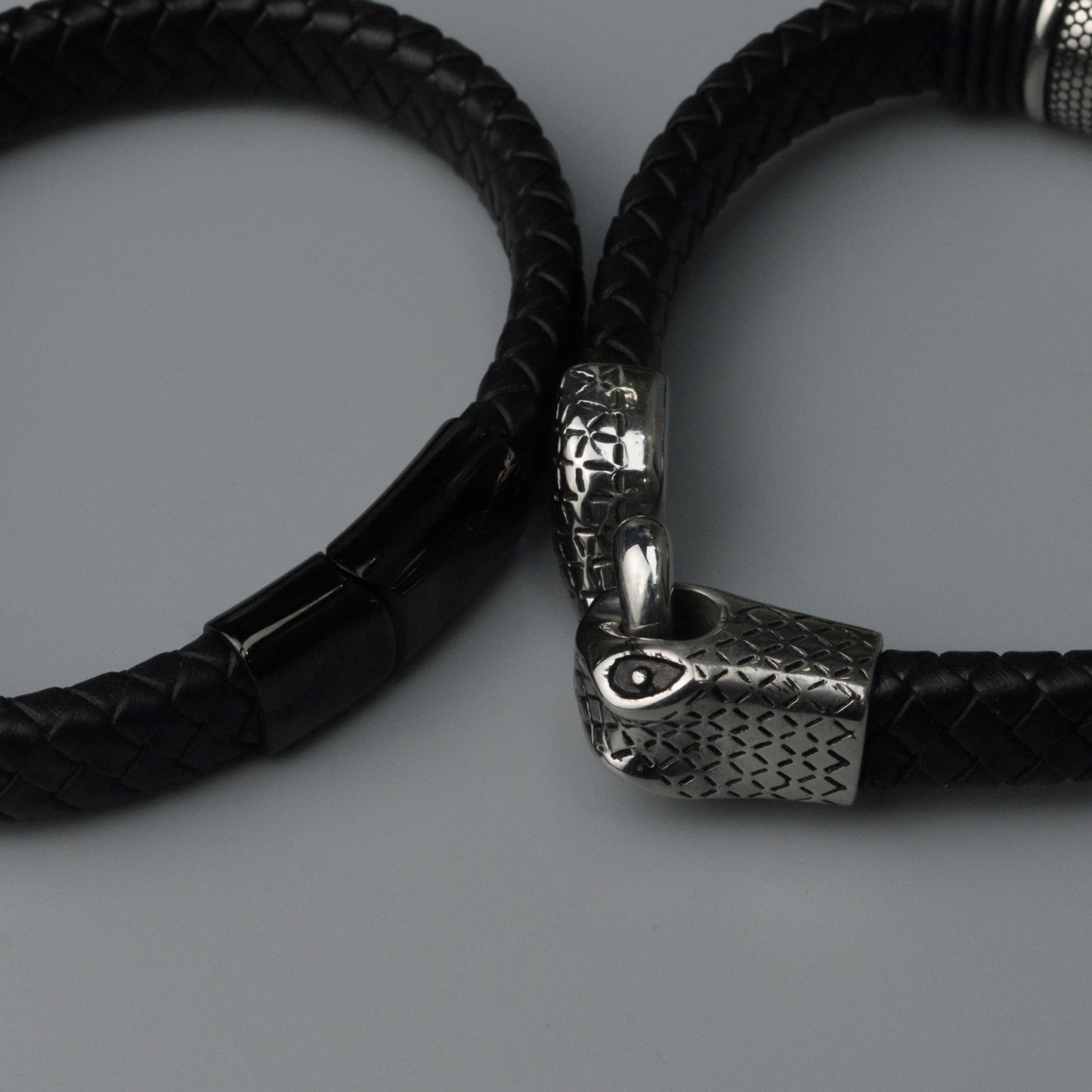 Men Jewelry MAEL Black Snake Charm Leather Bracelet Fashion Accessory for Men