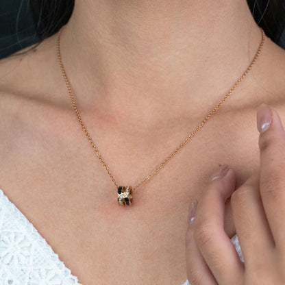 NOLA Rose Gold Geometric Barrel Pendant Chain Necklace For Women's