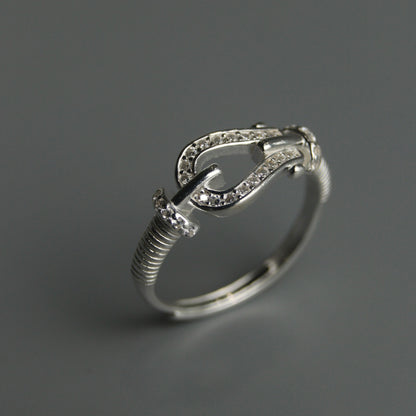 S925 Silver Anchor D-Shackles Sets of Pendant Chain Necklace, Bracelet, And Adjustable Ring
