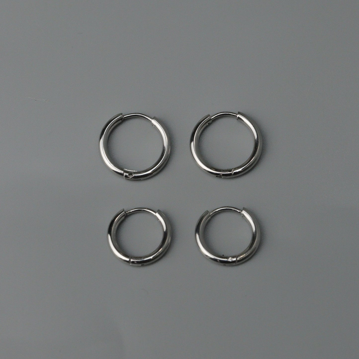 RADHA Silver/Black Small Thin Hinged Hoop Earrings Women's