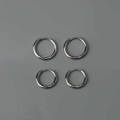 RADHA Silver/Black Small Thin Hinged Hoop Earrings Women's