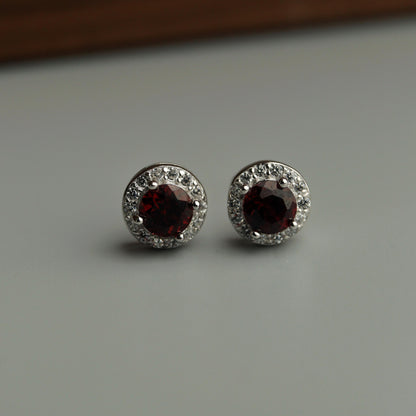 Pawnable  Rhodolite Garnet Gemstone S925 Silver Stud Earrings with AGCL Certification