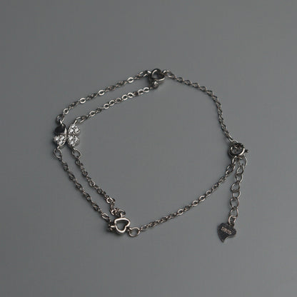 VIEN S925 Silver for Men Women Lucky Clover Hearts Bracelet