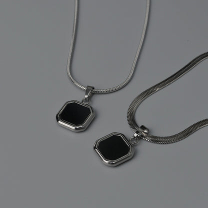 Men Jewelry FRYZER Black Square Silver Types Chain Necklace For Men's