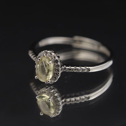 Silver Adjustable Ring Citrine Yellow Gemstone Pawnable Women's Accessories with AGCL Certification