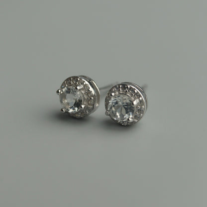 Pawnable Natural Topaz Gemstone S925 Silver Stud Earrings with AGCL Certification