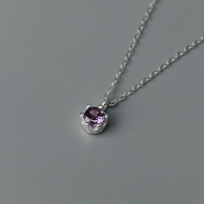 Birth Month Stones S925 Silver Pendant Chain Necklace for Women