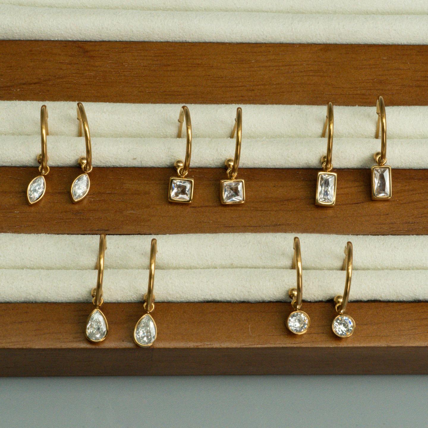 BRILLIANCE STONE Hoop Drop Earrings for Women's