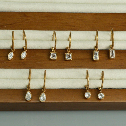 BRILLIANCE STONE Hoop Drop Earrings for Women's