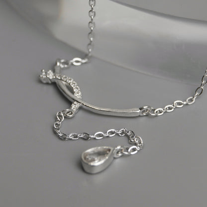 CLAIRO S925 Silver Curve Water Drop Pendant Chain Necklace for Women
