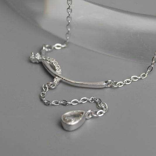 CLAIRO S925 Silver Curve Water Drop Pendant Chain Necklace for Women