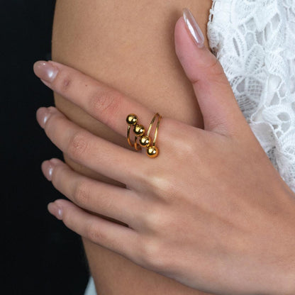 TIVA Porcelain 4 Ball Adjustable Ring for Women