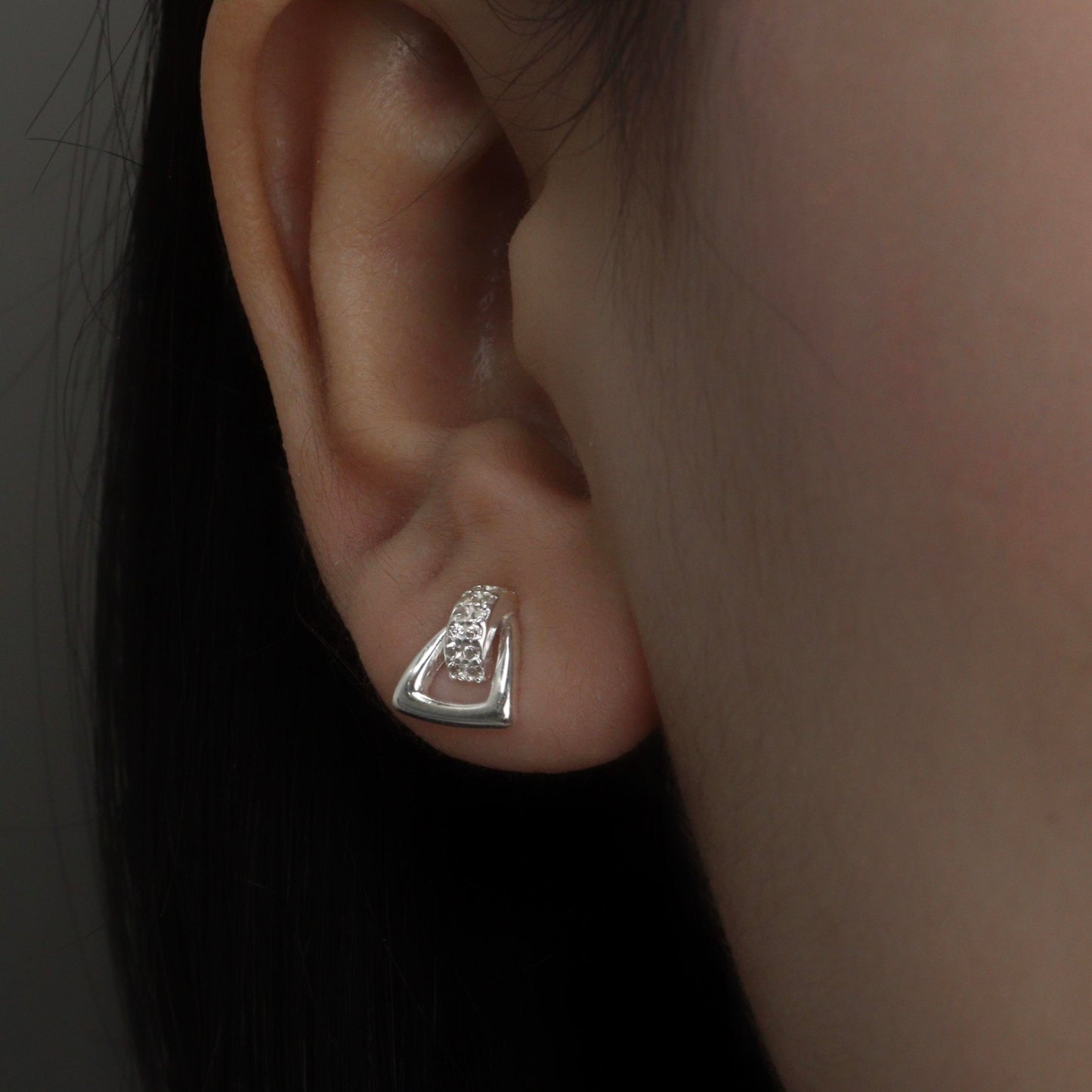 ATHARV S925 Silver Geometric Triangle Stud Earrings