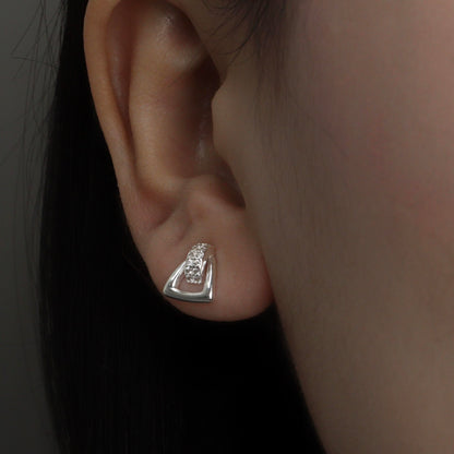 ATHARV S925 Silver Geometric Triangle Stud Earrings