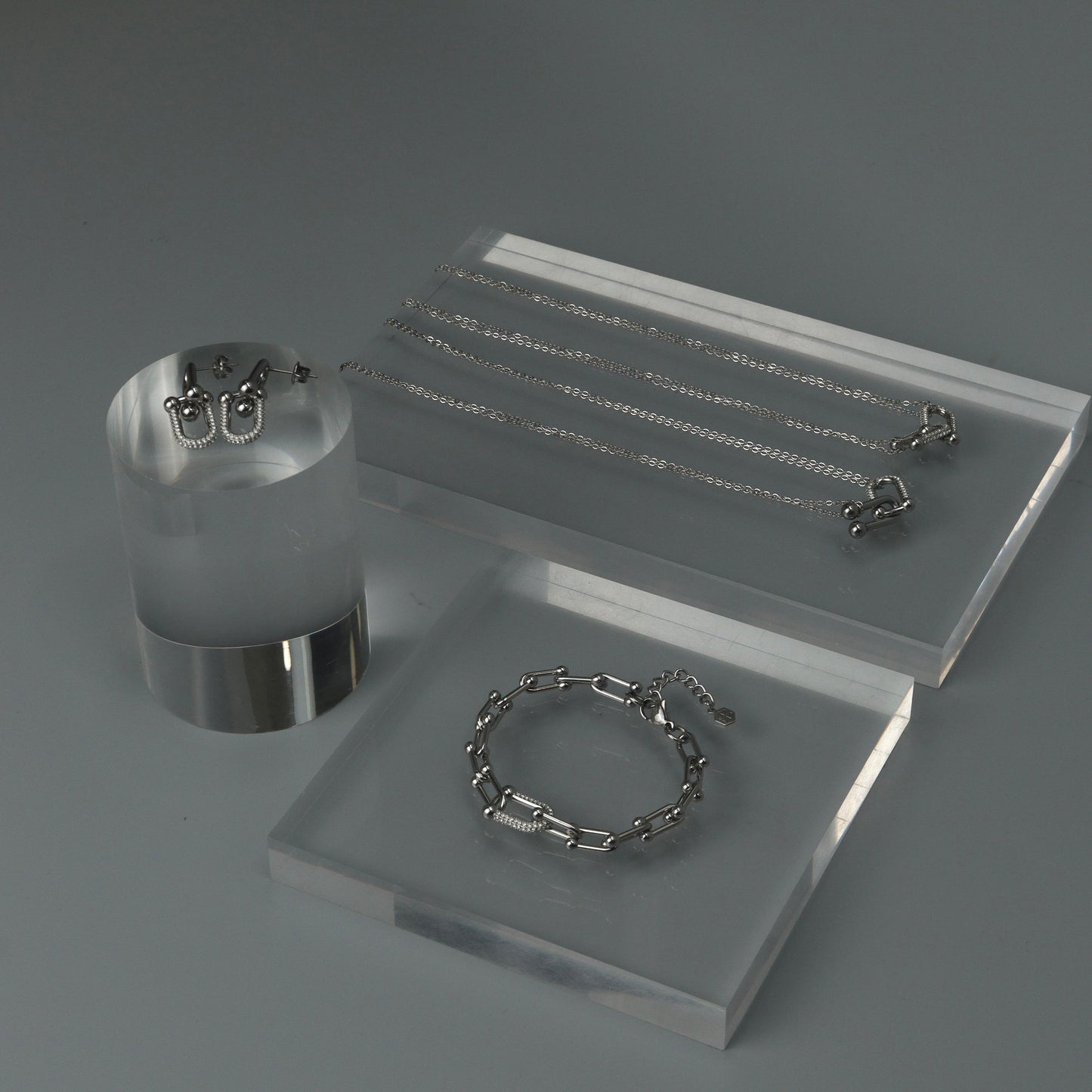 Silver TINAH Buckle Embedded Drop Earrings Women's