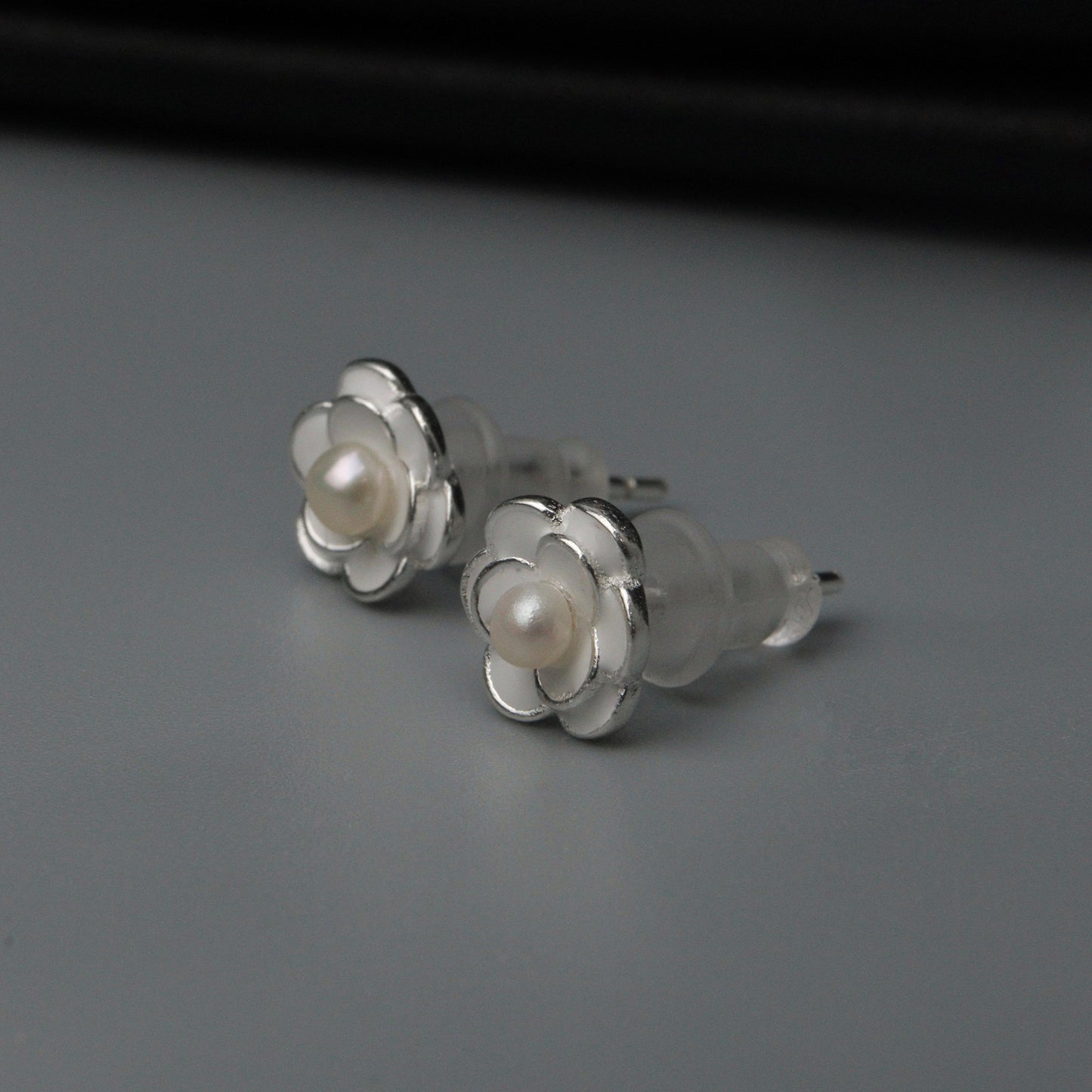 ADA S925 Silver Flower Pearl Stud Earrings Women's