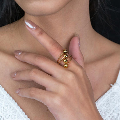 TIVA Porcelain 4 Ball Adjustable Ring for Women
