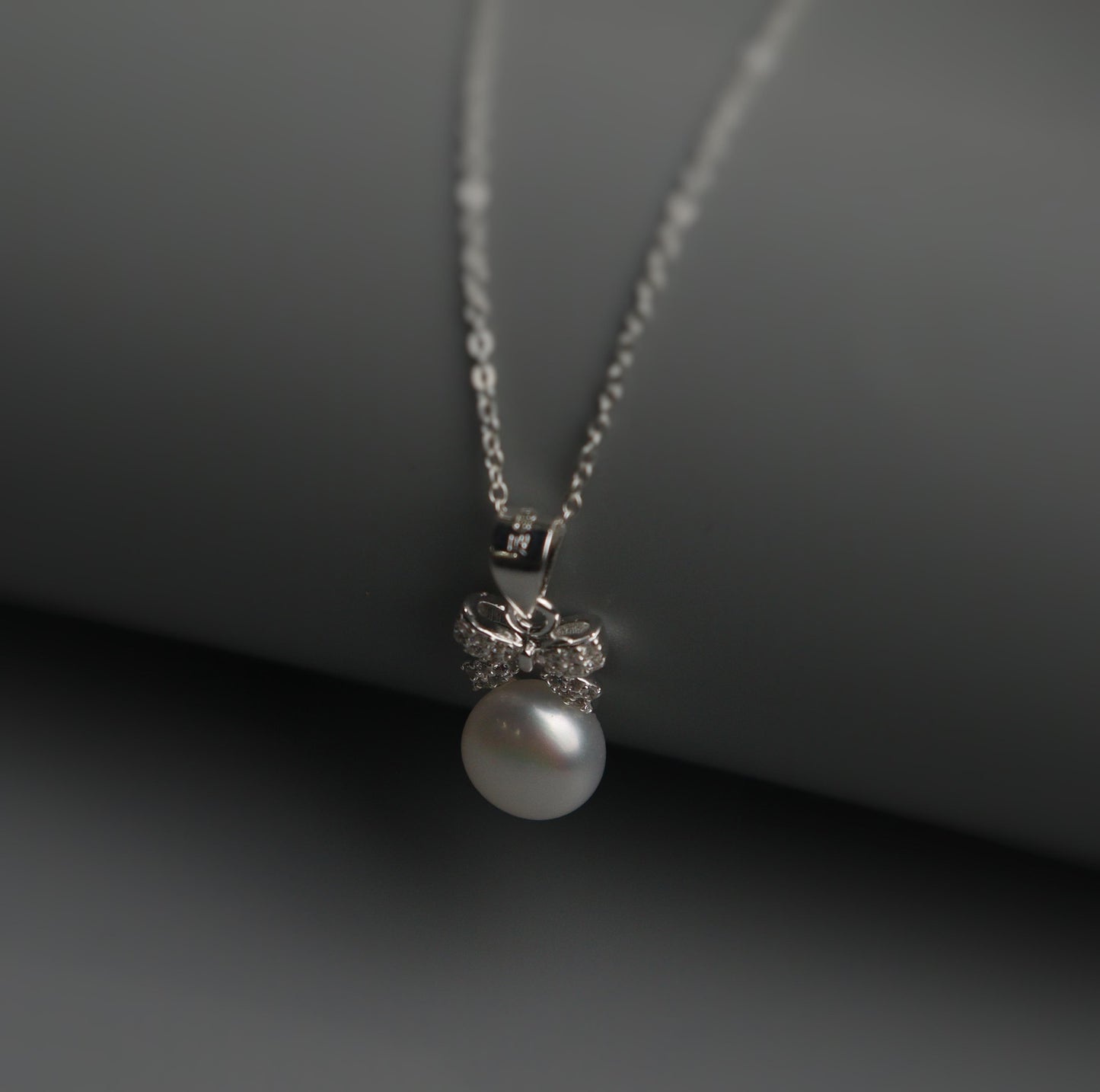 STACIA S925 Silver Fresh Water Pearl Ribbon Necklace