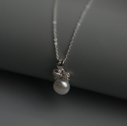 STACIA S925 Silver Fresh Water Pearl Ribbon Necklace