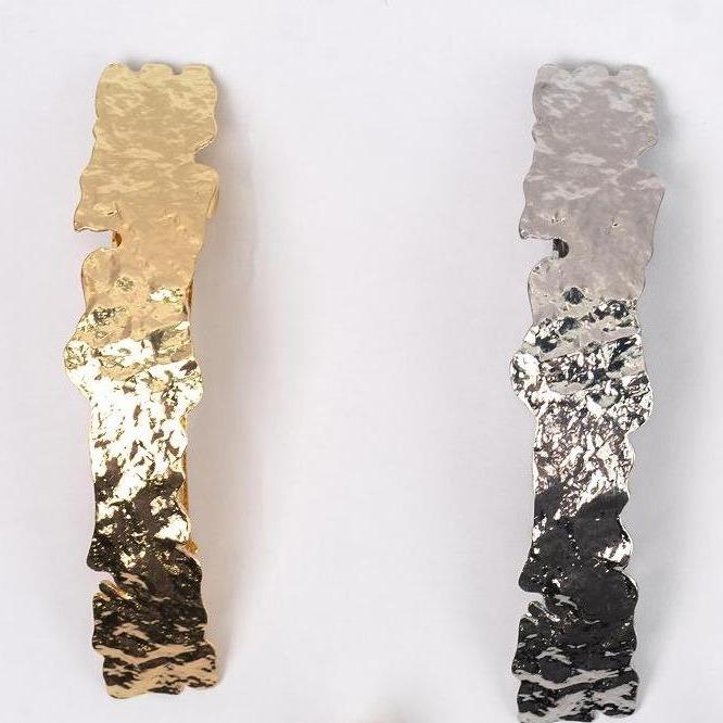Hair Clip POLAIRE Silver/Gold Hammered Style Barette for Women –