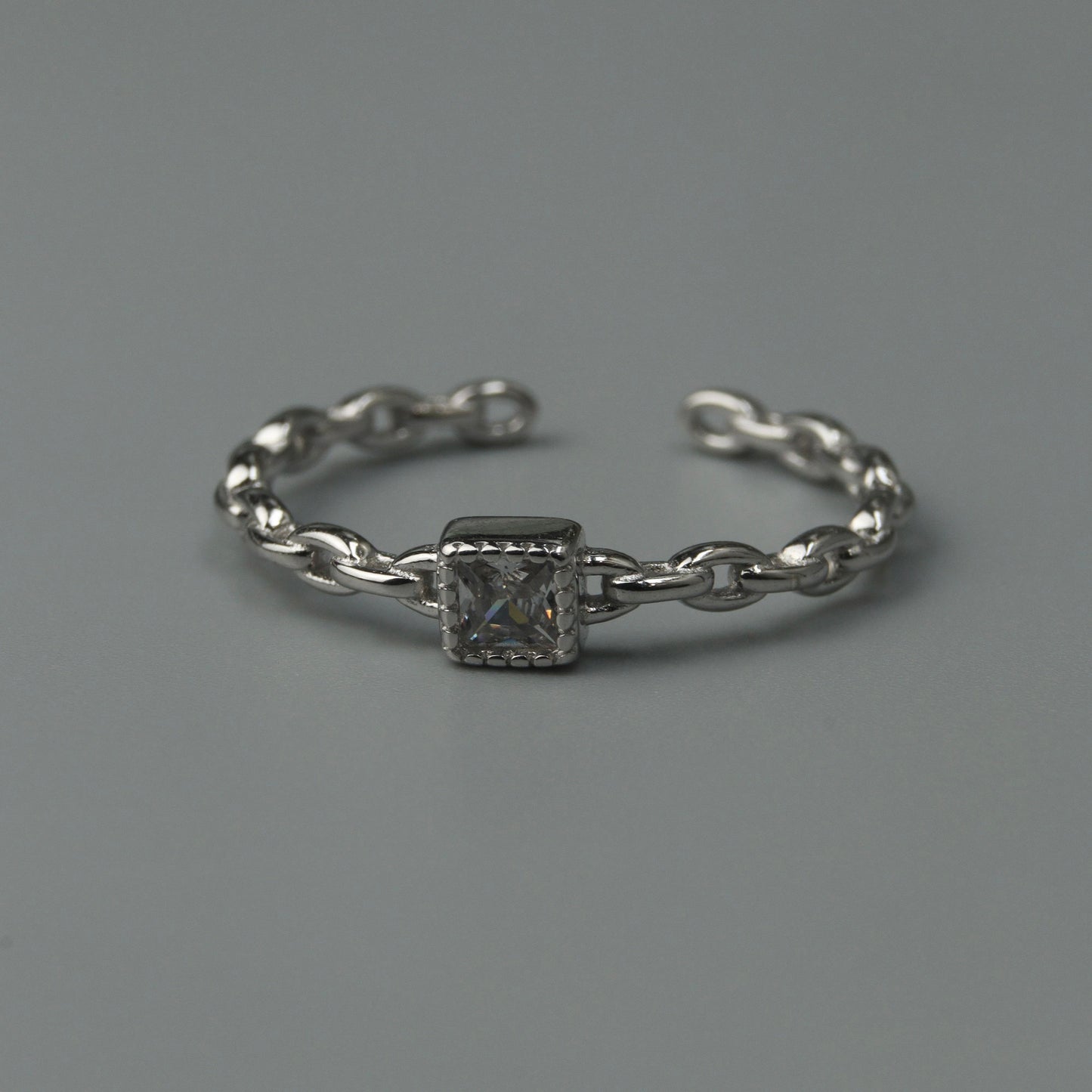 S925 Silver Versatile Shapes Embedded Adjustable Ring Women's