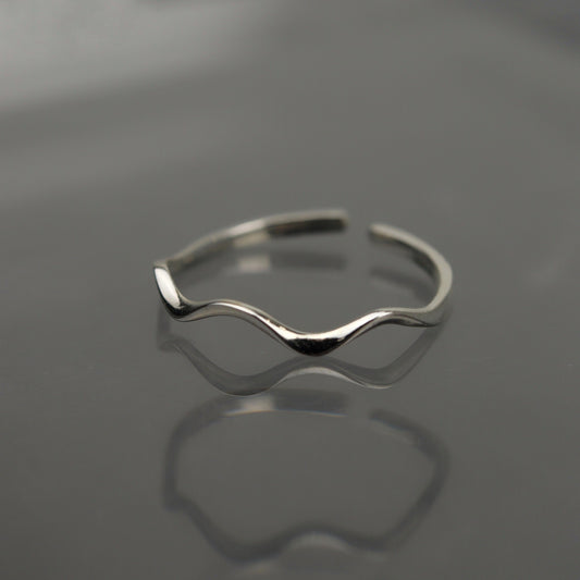 ELIEL S925 Silver Wavy Open Adjustable Ring for Women