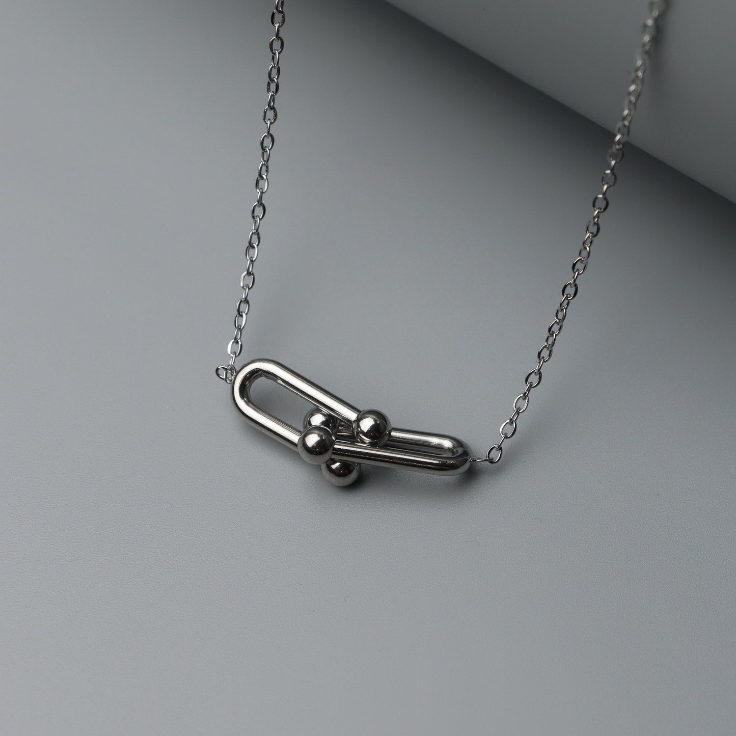 MILENA Silver Double Buckle Pendant Chain Necklace