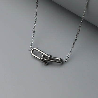 MILENA Silver Double Buckle Pendant Chain Necklace