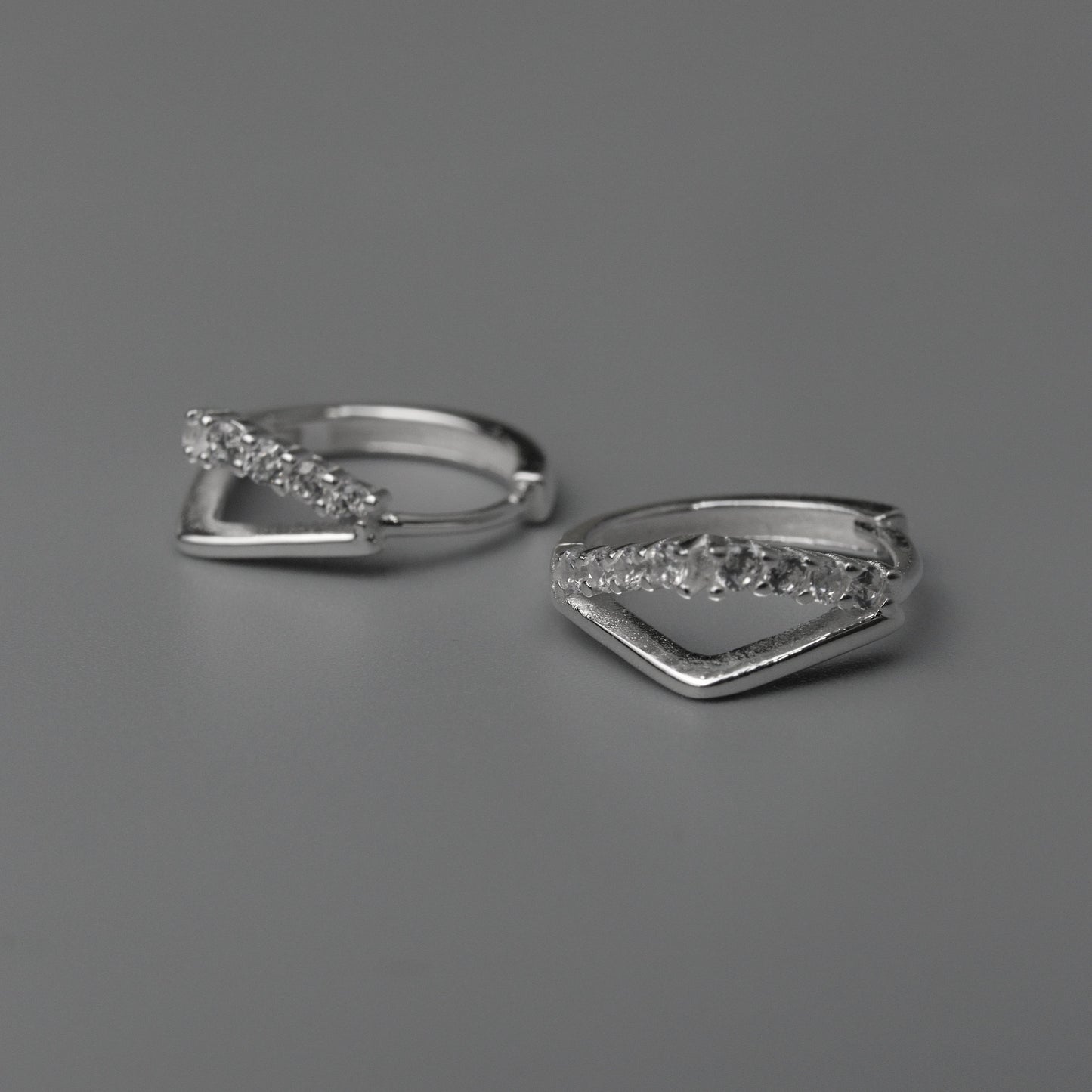 STELLAN S925 Silver V Shape Huggie Hoop Earrings