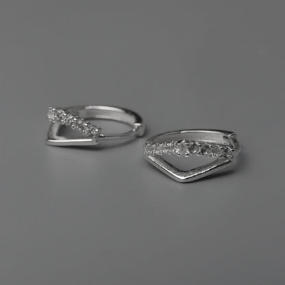 STELLAN S925 Silver V Shape Huggie Hoop Earrings