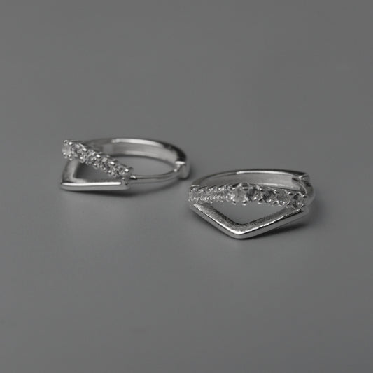 STELLAN S925 Silver V Shape Huggie Hoop Earrings