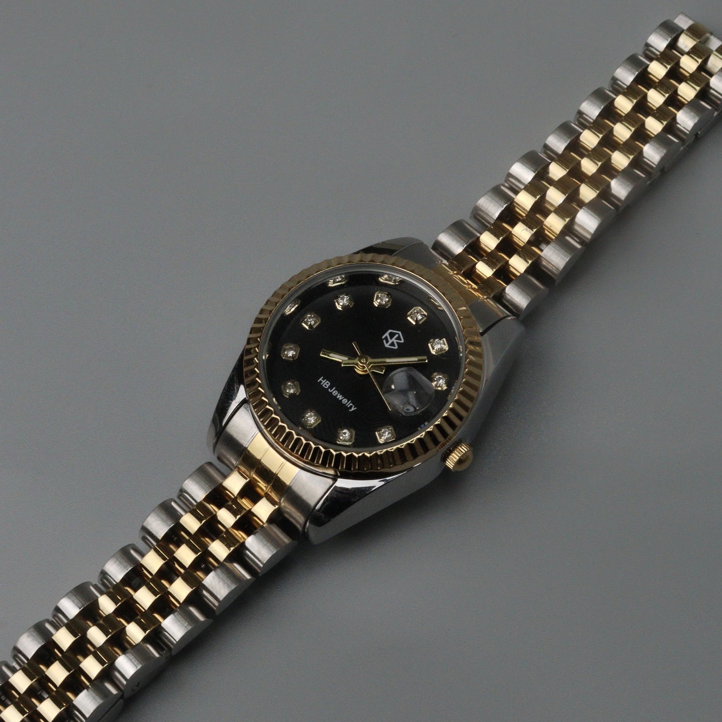 MAUDE Two-Tone Black Dial Quartz Thin Strap Fashion Watch