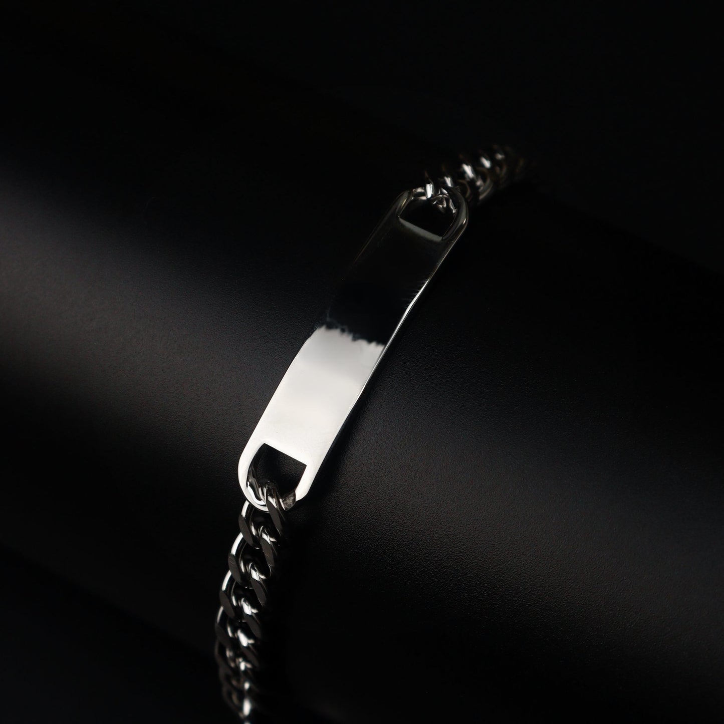 Men Jewelry ISAAC Silver Plain ID Plate Bracelet No Engraved Fashion For Men's