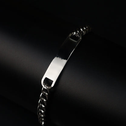 Men Jewelry ISAAC Silver Plain ID Plate Bracelet No Engraved Fashion For Men's