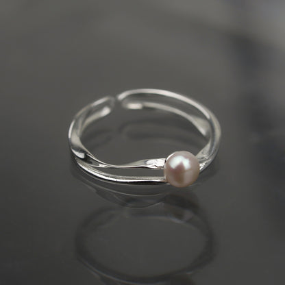 MYLO S925 Silver Fresh Water Pearl Adjustable Ring