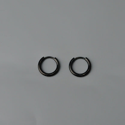 RADHA Silver/Black Small Thin Hinged Hoop Earrings Women's