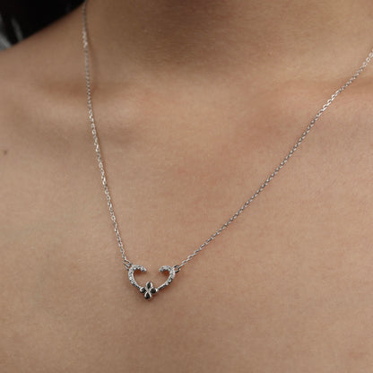 BENNETT S925 Silver Open Heart Flower Pendant Chain Necklace for Women