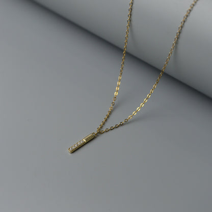 LINER S925 Silver Vermeil Mini Bar Pendant Chain Necklace for Women