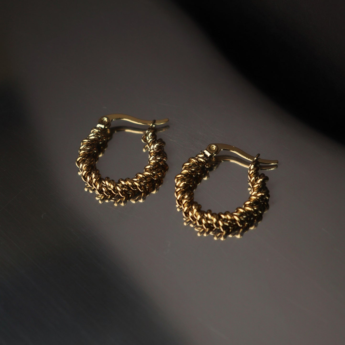 GUS Gold/Silver Twisted Hoop Earrings