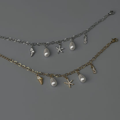 CAMAYA Gld/Silver Synthetic Pearl Summer Bracelet for Women