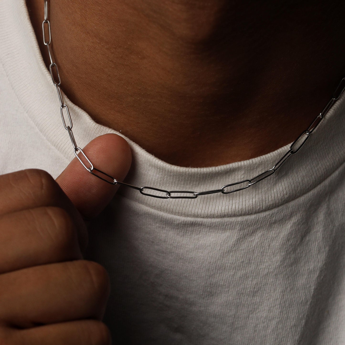 CATALINA Silver Paperclip Unisex Chain Necklace