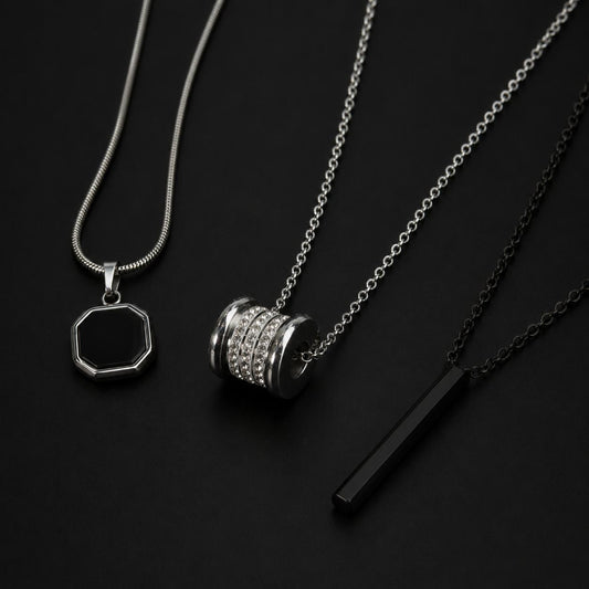 HB Men Jewelry COLLECTIONS of Necklace, Earrings, Bracelet & Adjustable Rings Fashion Accessories