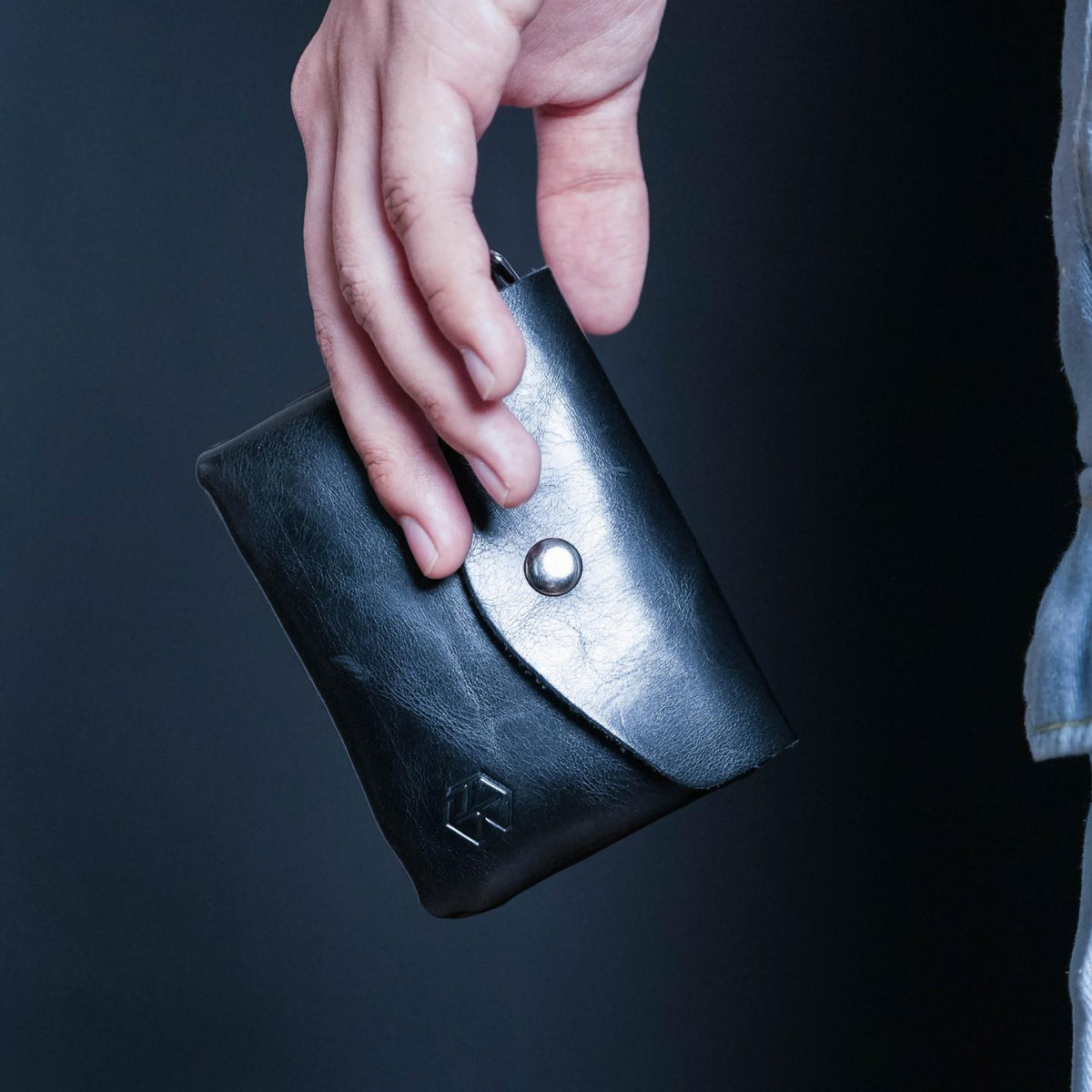 HB Wallet Black Leather Coin Purse Multi-Compartment Fashion Card Wallet for Men and Women WLT0002
