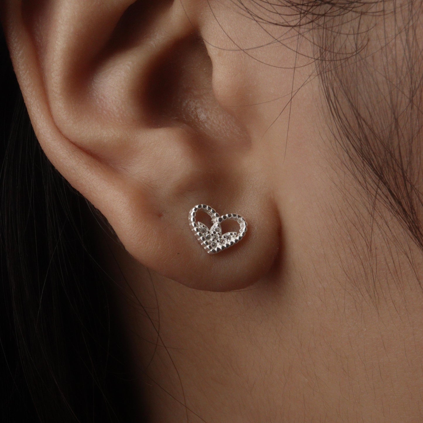 CORETTA S925 Silver Heart Stud Earrings Women's