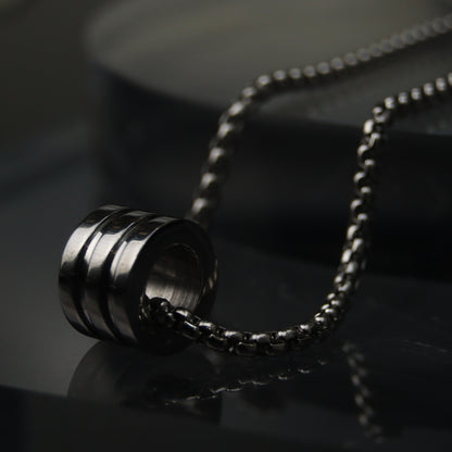 Men Jewelry LUCIAN Barrel Pendant Silver Box Chain Necklace For Men's