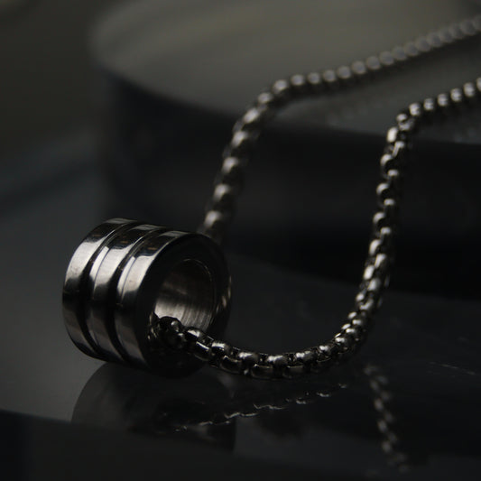 Men Jewelry LUCIAN Barrel Pendant Silver Box Chain Necklace For Men's