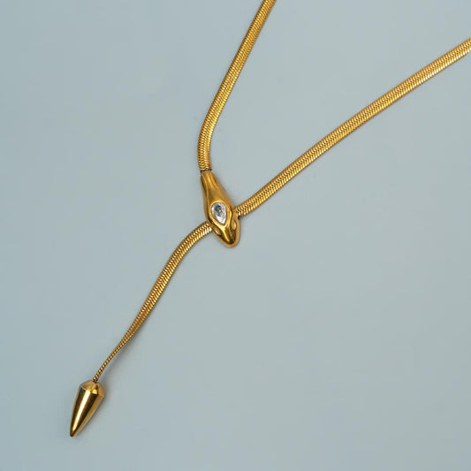 SERELLE Snake Head Tail Flat Chain Necklace