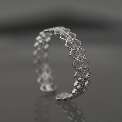 MIDEA S925 Silver Hollow Heart Open Adjustable Ring for Women