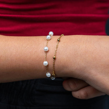 SIBALI Synthetic Pearl Double Bead Chain Anklet/Bracelet Fashion Fashion Accessory for Women